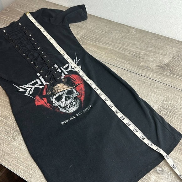 Metal Chicks Do It Better Black Body Con Rocker Dress Small - Picture 7 of 7